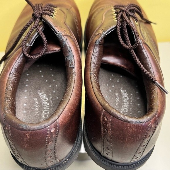 Men’s Golf Shoe Oxford Sz 10 1/2 M Bn Leather Soft Spikes Plain Toe Flaw FootJoy - Picture 6 of 15